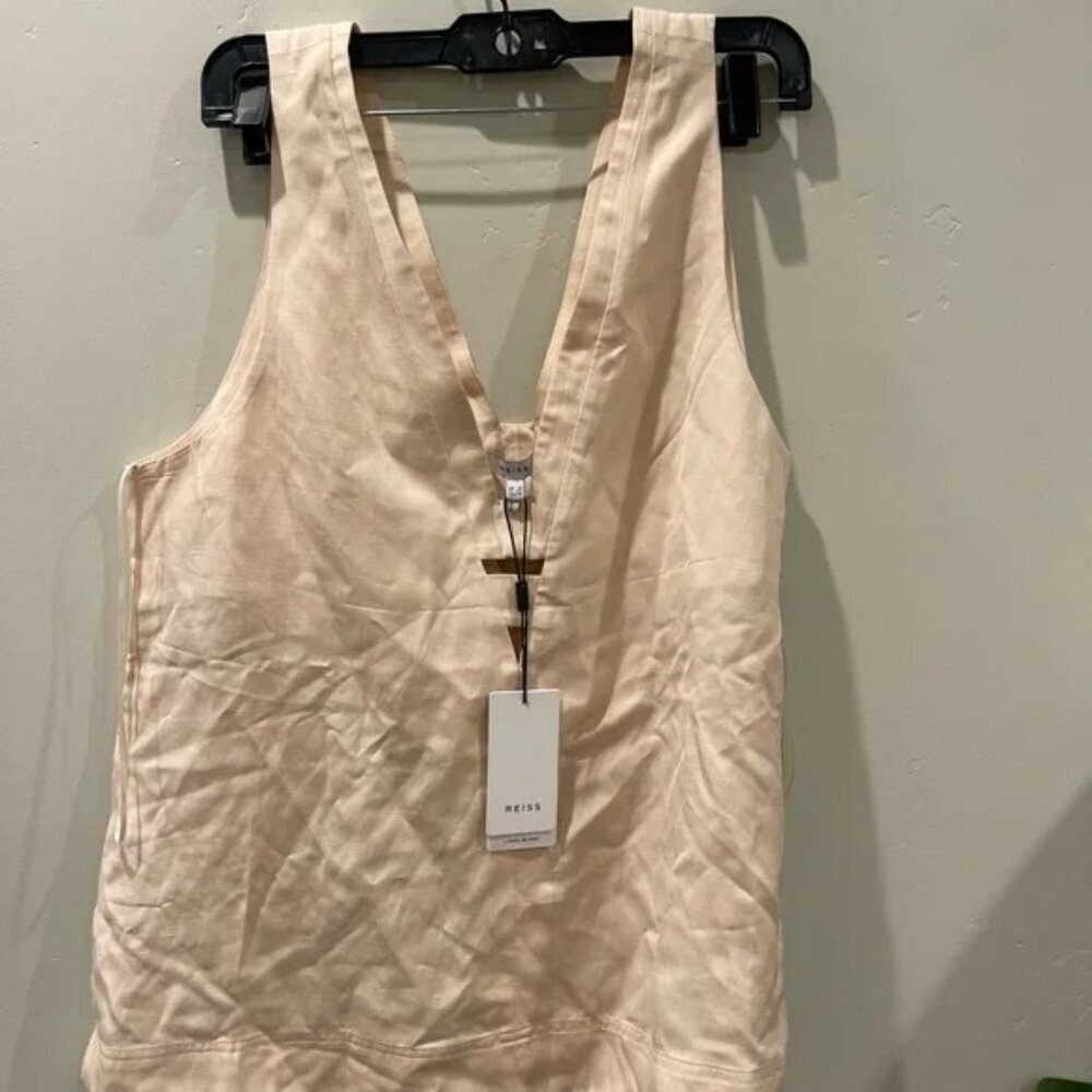NWT Reiss Top Blouse Women's Size 10 Light Pink Linen Blend V-Neck Sleeveless - Picture 4 of 6